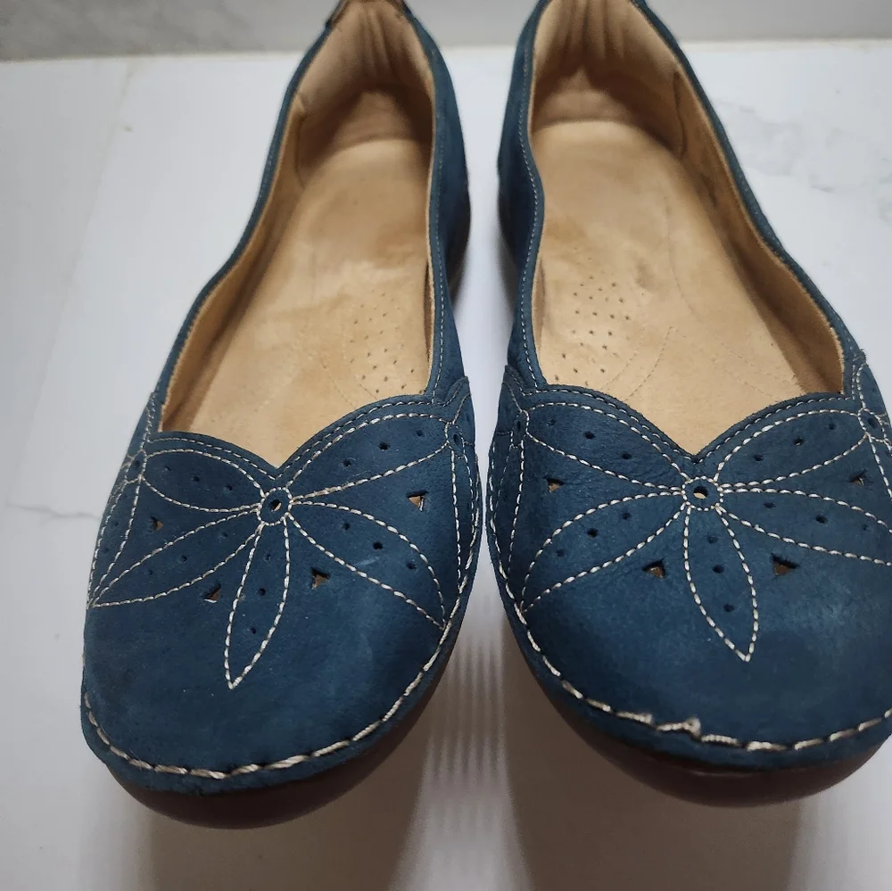 Naturalizer EUC Kipper Teal Blue Suede Size 12W Leather Loafer Flats Shoes - Picture 3 of 12
